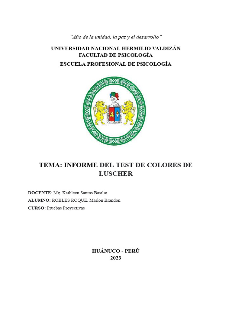 Informe del Test de Luscher | PDF