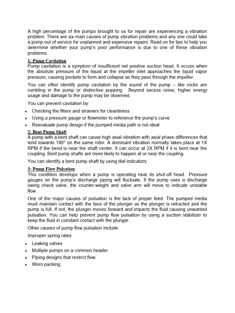 6 Pump Problems PDF Pump Bearing (Mechanical)