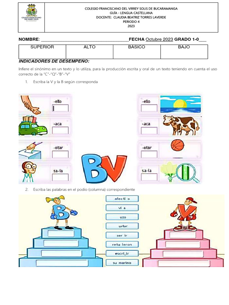 Guía C, Q, B, y V. | PDF