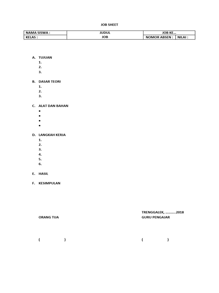 Contoh Job Sheet | PDF