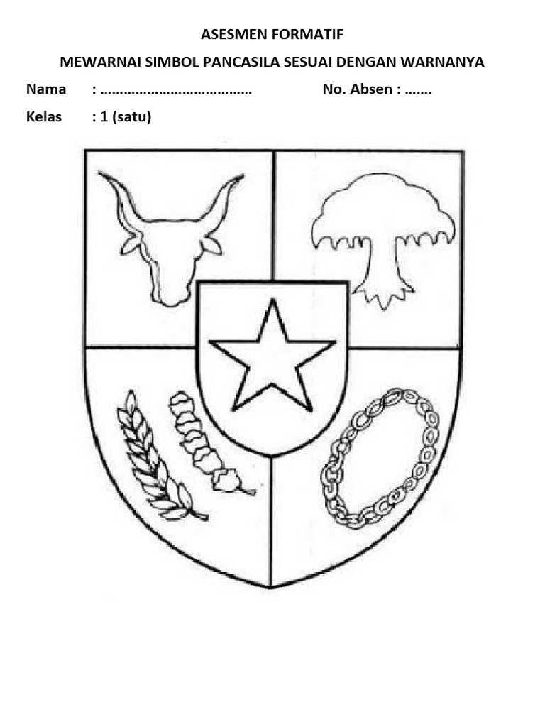 ASESMEN FORMATIF MEWARNAI SIMBOL SILA PANCASILA | PDF