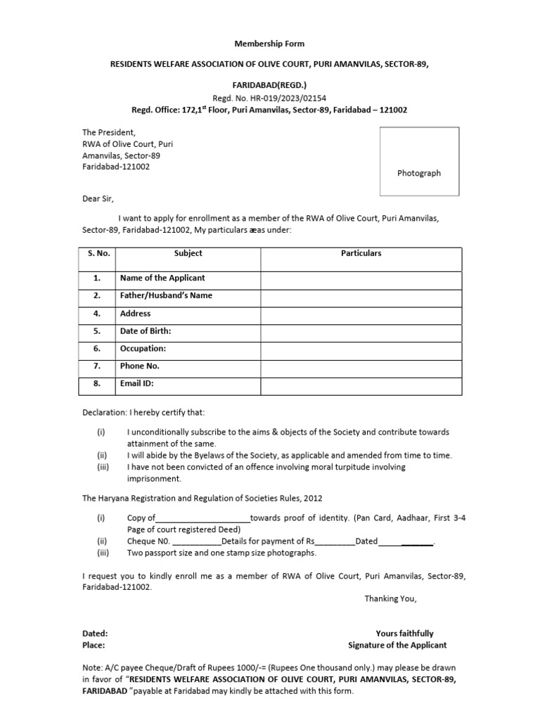 Olive Court Membership PDF