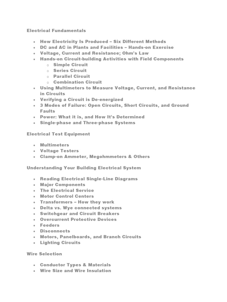 Basic Electrical Fundamentals Training PDF