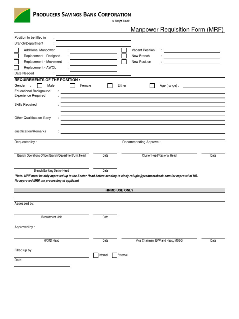 Manpower Requisition Form | PDF