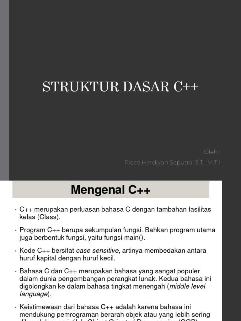 Pertemuan 5 Struktur Dasar Bahasa C++ | PDF | Komputer