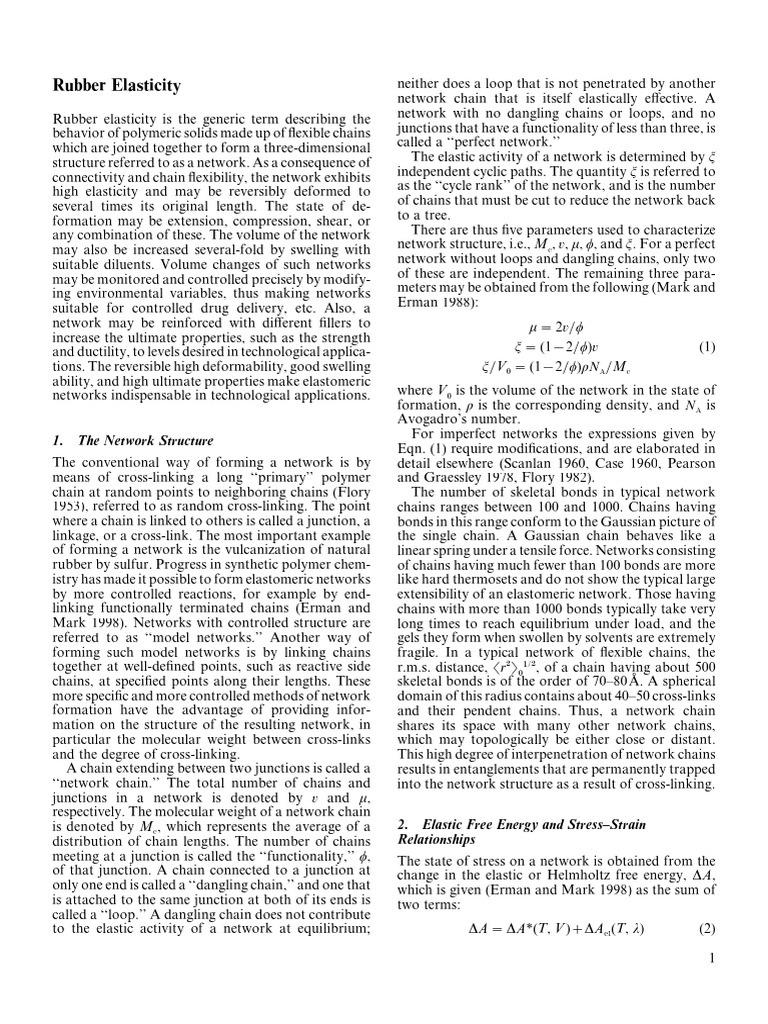 Rubber Elasticity PDF Elasticity (Physics) Gel