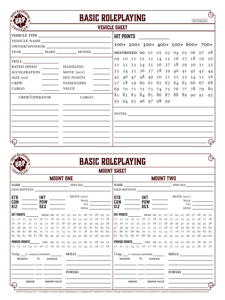 BRP Vehicle and Mount Sheets | PDF