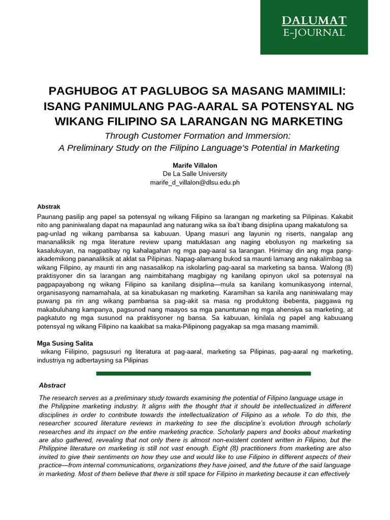 Paggamit ng Filipino Language sa Digital Marketing