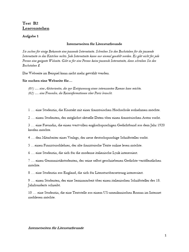 B2 German - Sample | PDF
