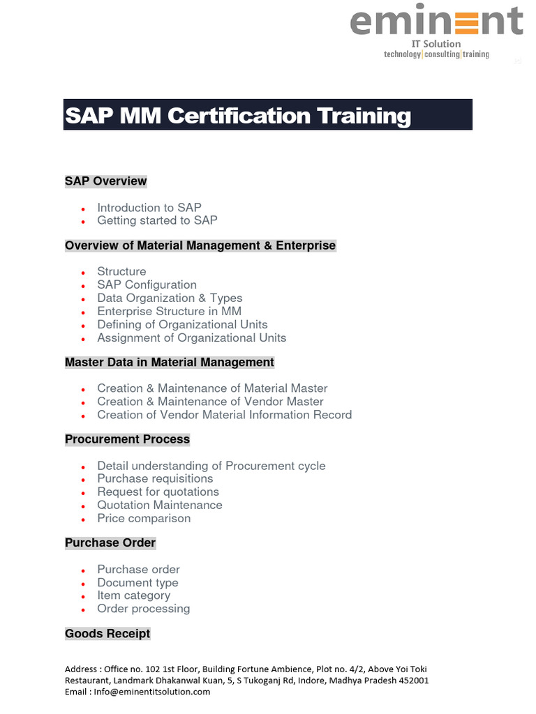 Sap Mm Certification Training Download Free Pdf Invoice Inventory