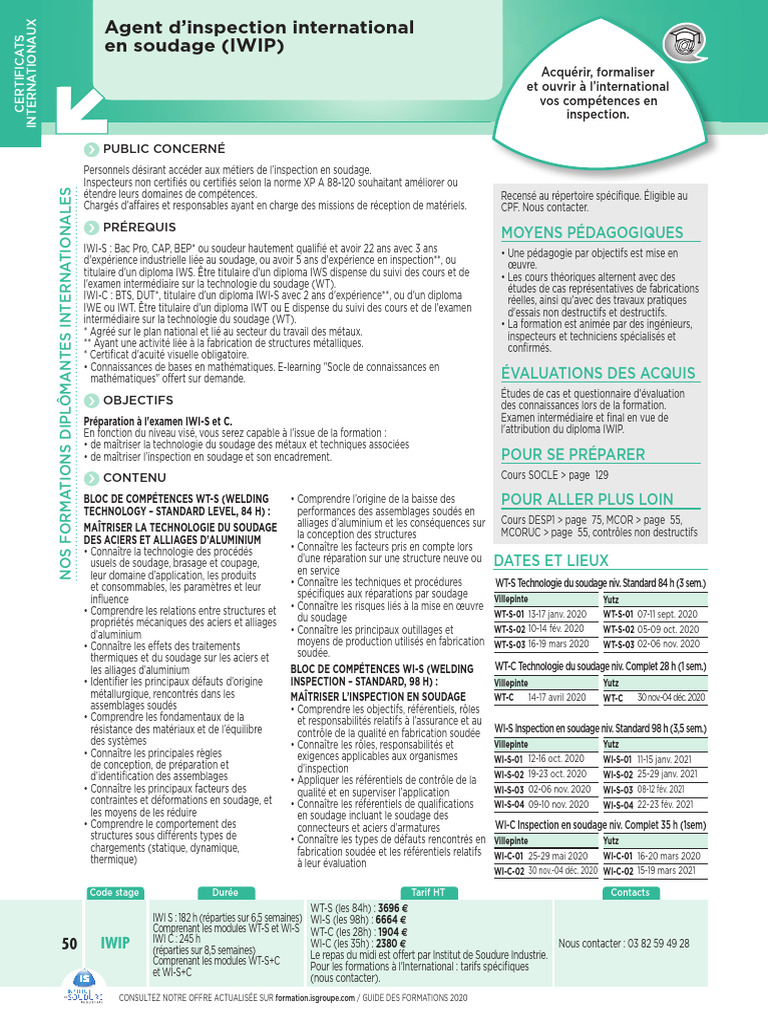 IWI-C and IWI-S Welding Inspector Training | PDF