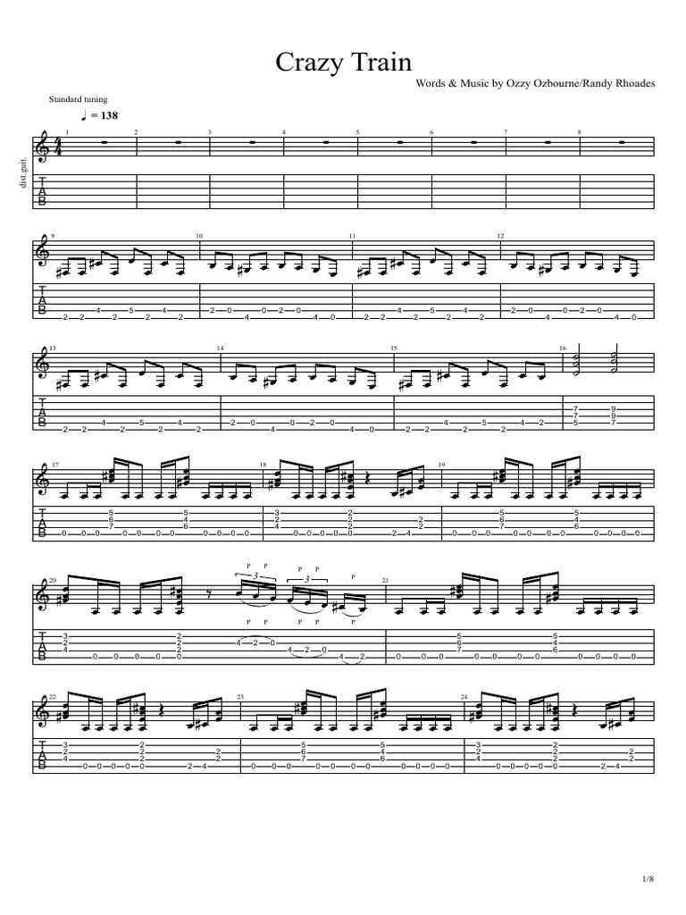 Osbourne Ozzy Crazy Train Pdf Singles American Musicians