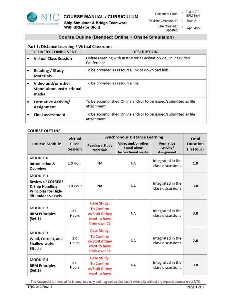 SSBT W BRM For Stolt Outline Timetable Blended PDF