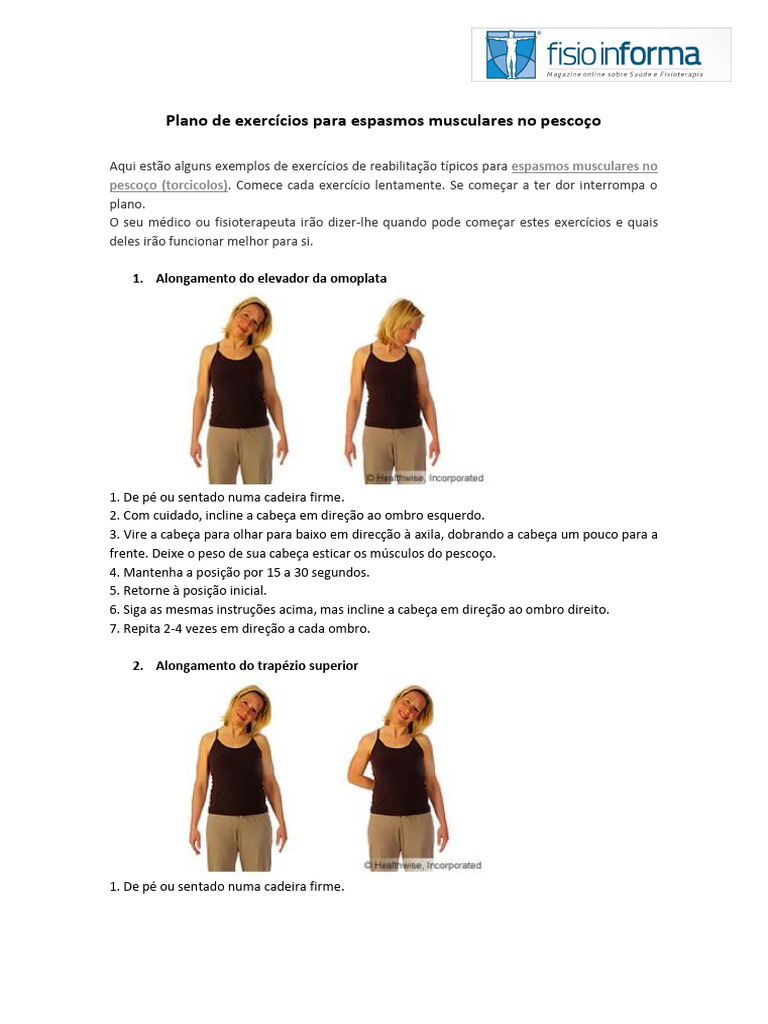 Plano de Exercícios para Espasmos Musculares No Pescoço | PDF