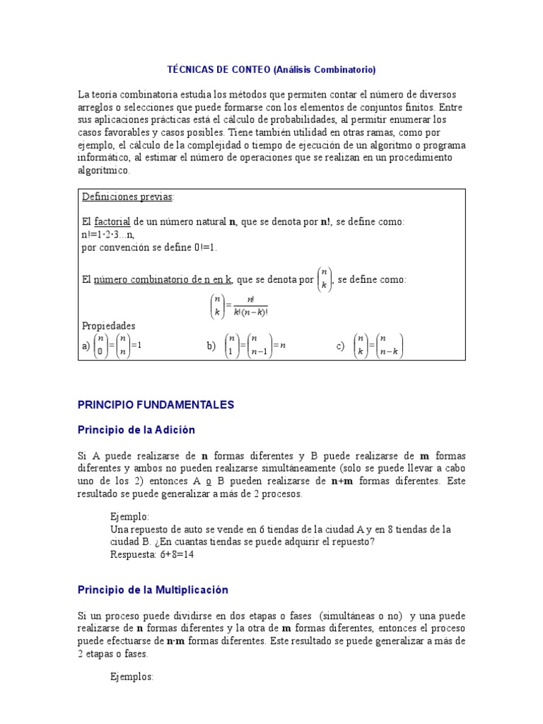 Ejercicios de Combinaciones Simples | PDF | Combinatoria | Matemáticas ...