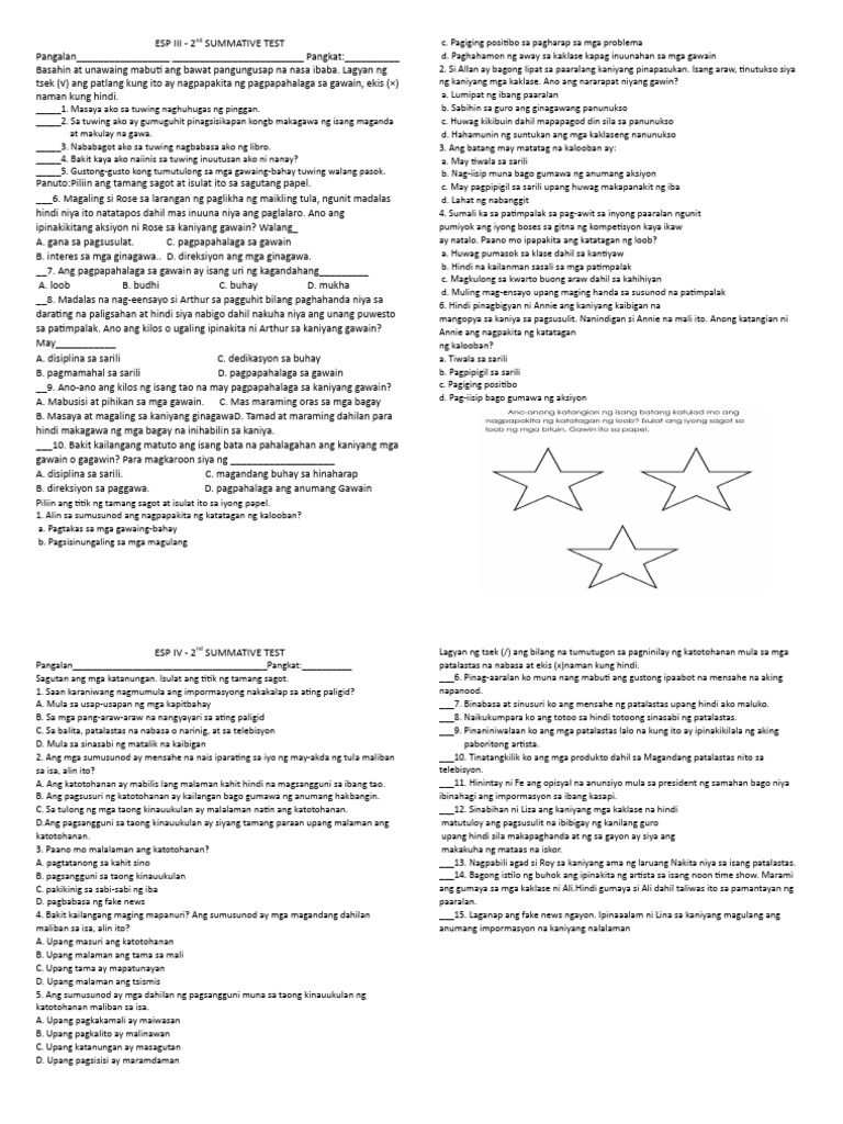 2nd Summative Test Esp 3 | PDF