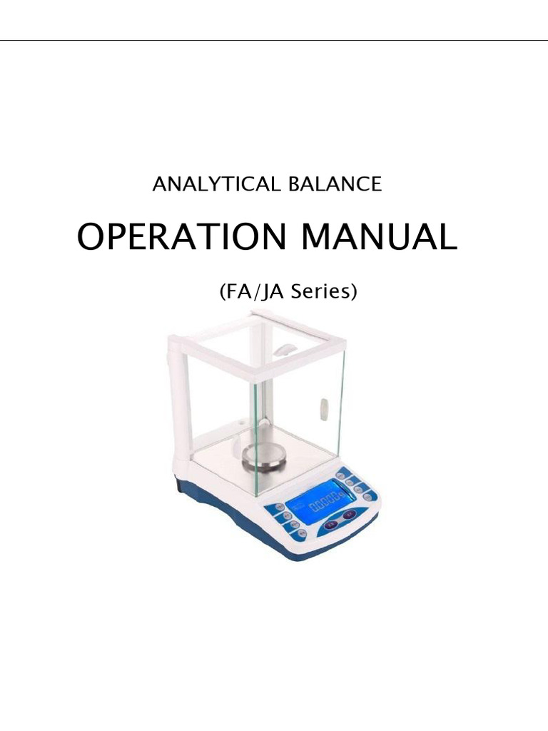 ANALYTICAL BALANCE OPERATION MANUAL. (FA JA Series) PDF