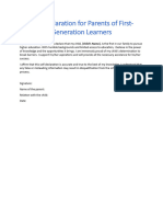 Self Declaration For First Generation Learners