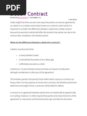 Deed vs Contract