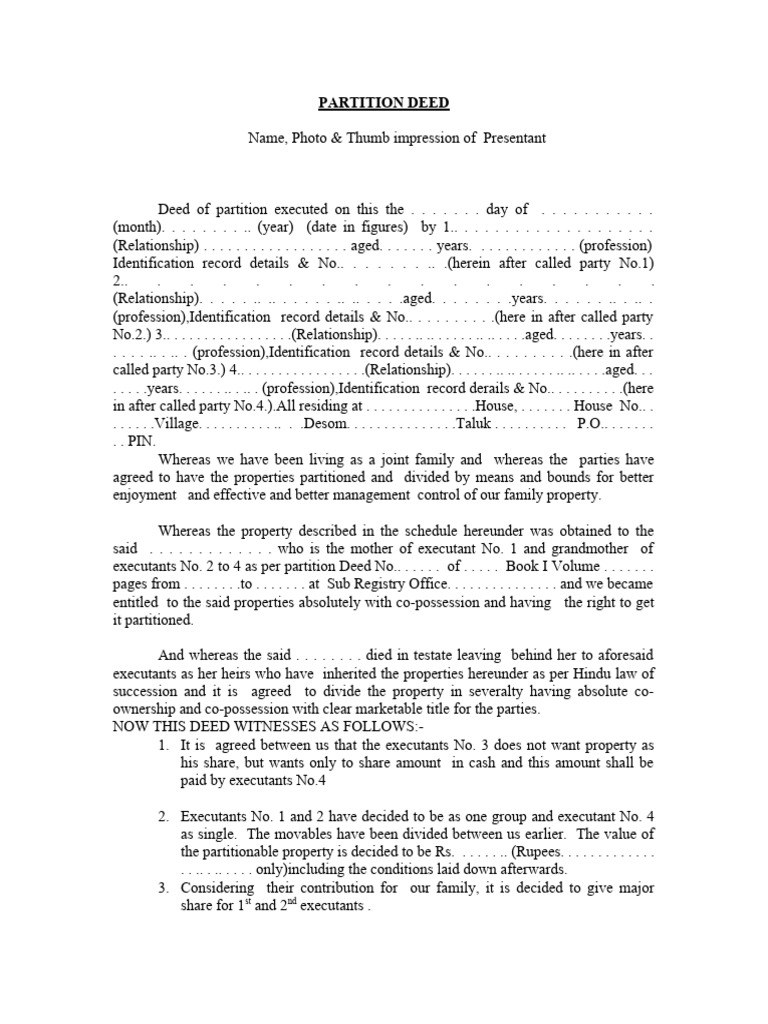 Partition Deed Eng PDF