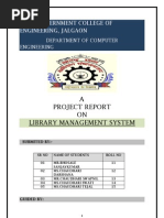 A Project Report ON Library Management System: Government College of Engineering, Jalgaon