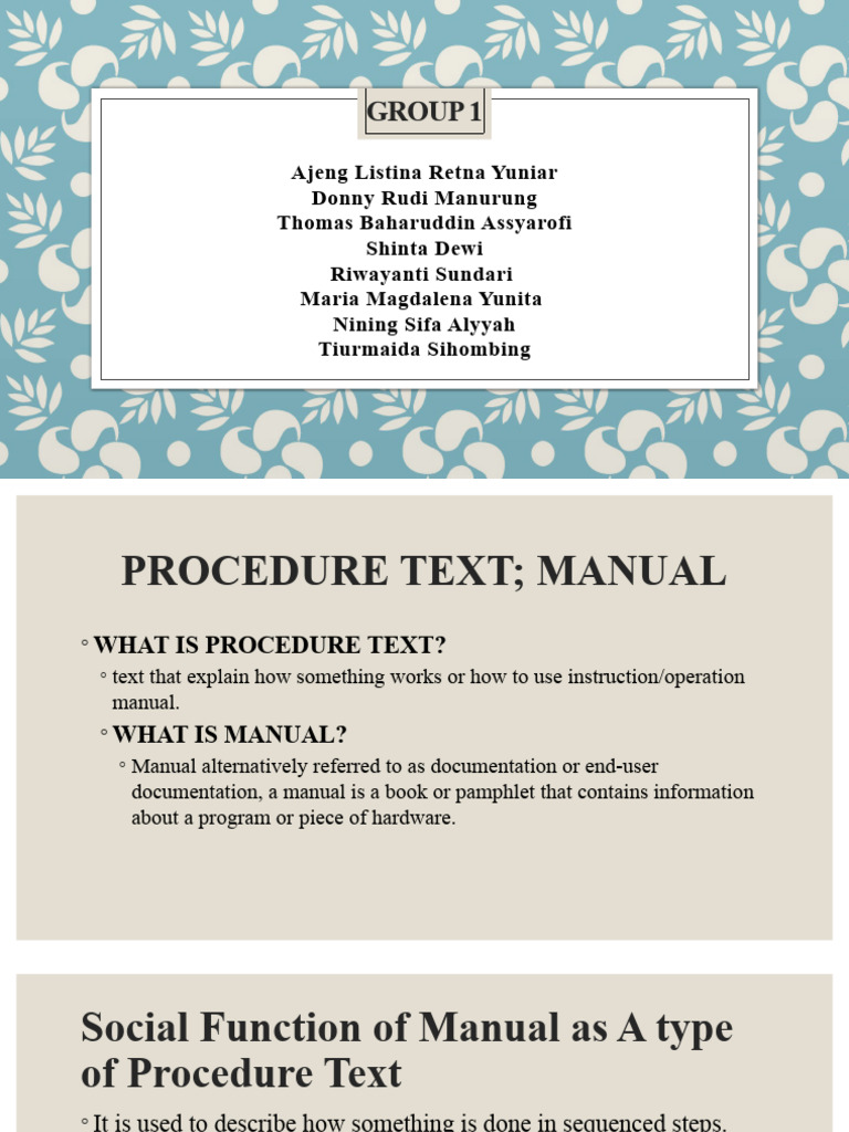 Procedure Text And Manual Guide Pdf Adverb Verb
