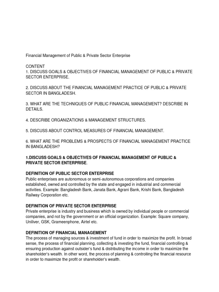 Financial Management in Bangladesh's Sectors | PDF | Finance & Money ...
