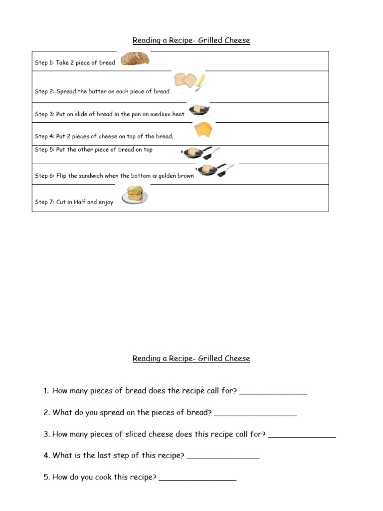 Reading A Recipe PDF