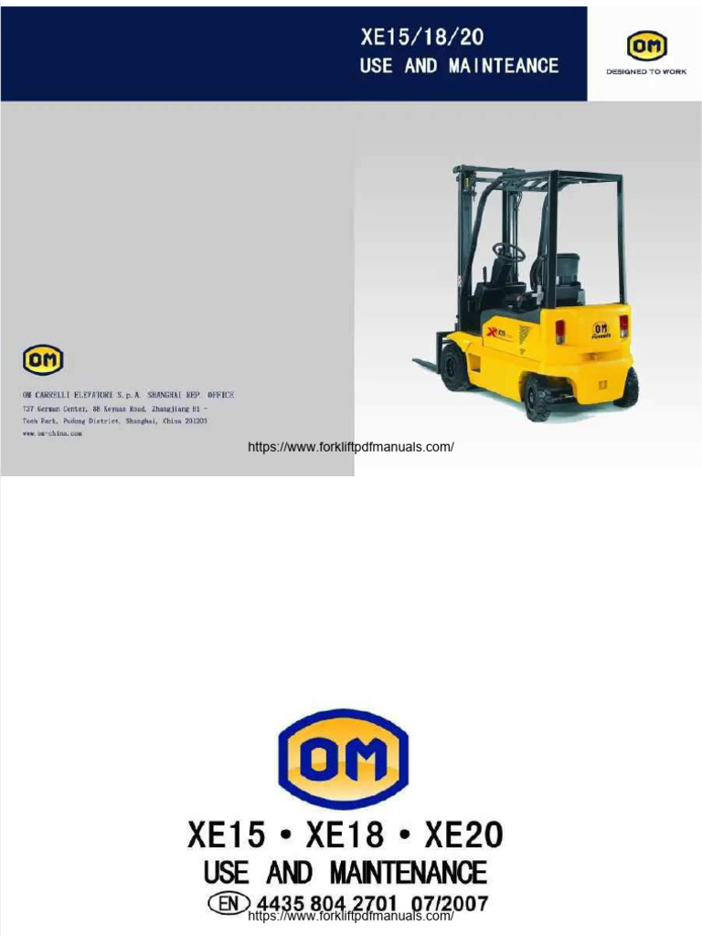 OM XE15 - 20 Forklift Trucks Operator's Manual | PDF
