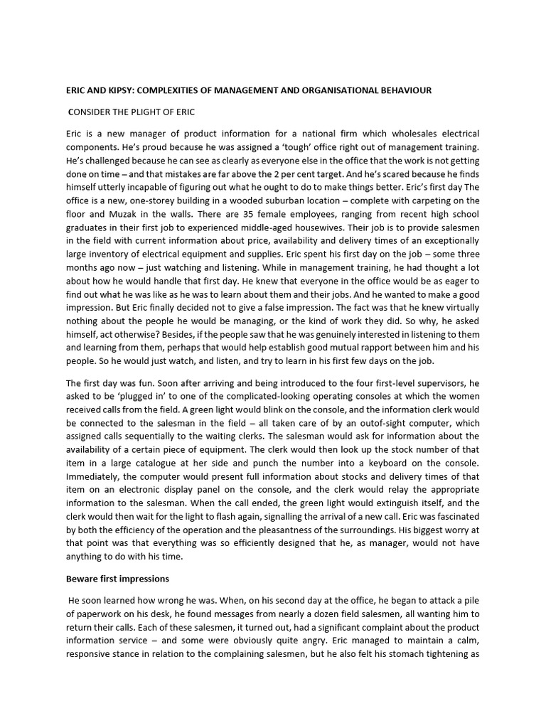 ERIC AND KIPSY - Complexities of Management and Organizational ...