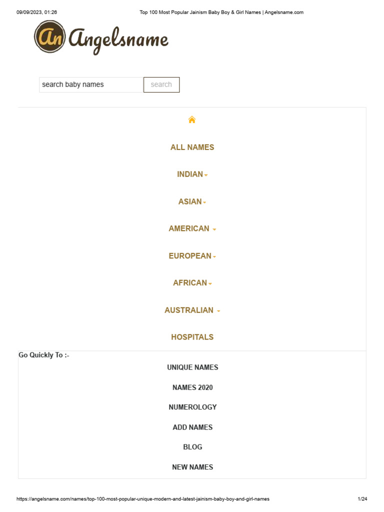 Top 100 Most Popular Jainism Baby Boy & Girl Names PDF Indian Religions