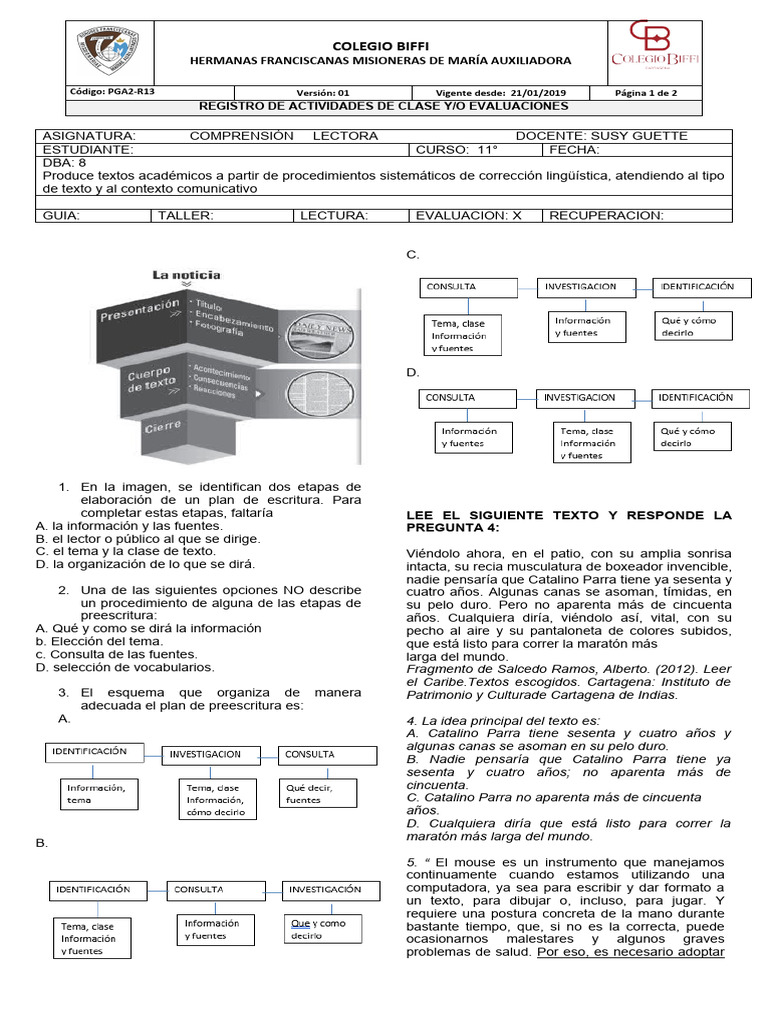 Evaluación de Comprensión Lectora 11° | PDF | Libertad | Razonamiento ...