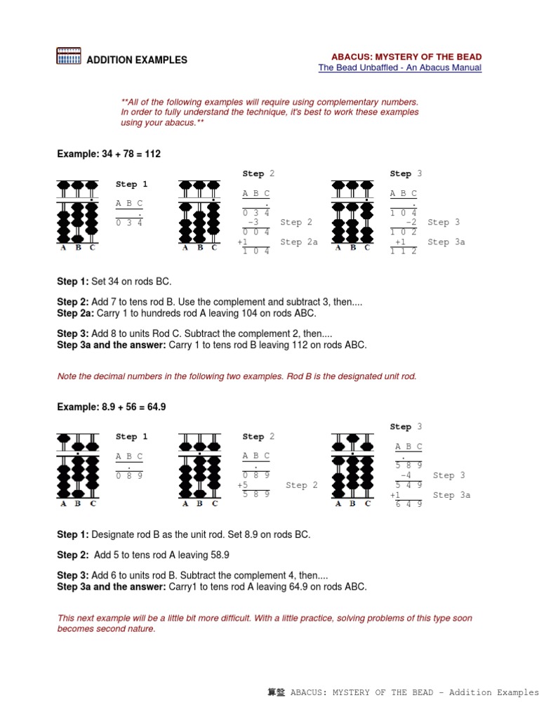 Step 1 Step 2 Step 3: The Bead Unbaffled - An Abacus Manual | PDF