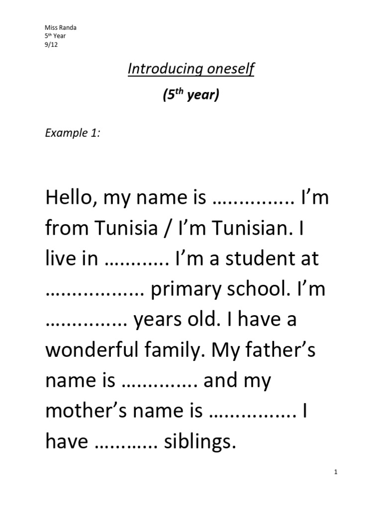 Introducing Oneself | PDF