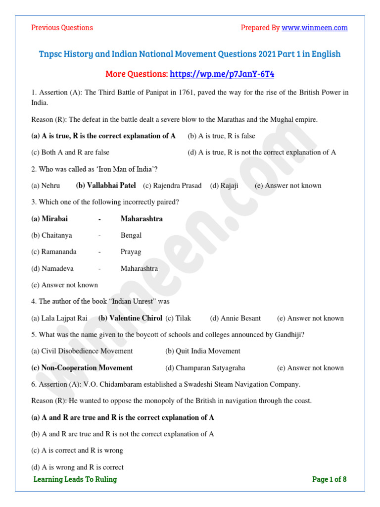 tnpsc-history-and-indian-national-movement-questions-2021-part-1-in