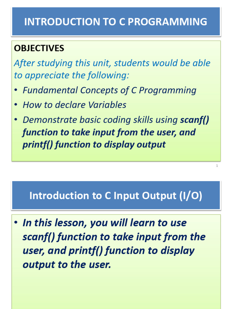 Introduction To Input Output in C Programming-1 | PDF | Computers