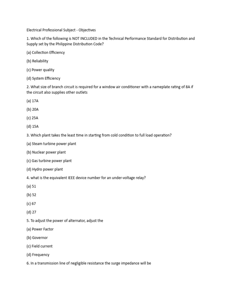 Electrical Engineering Exam Objectives | PDF | Transformer | Electric ...