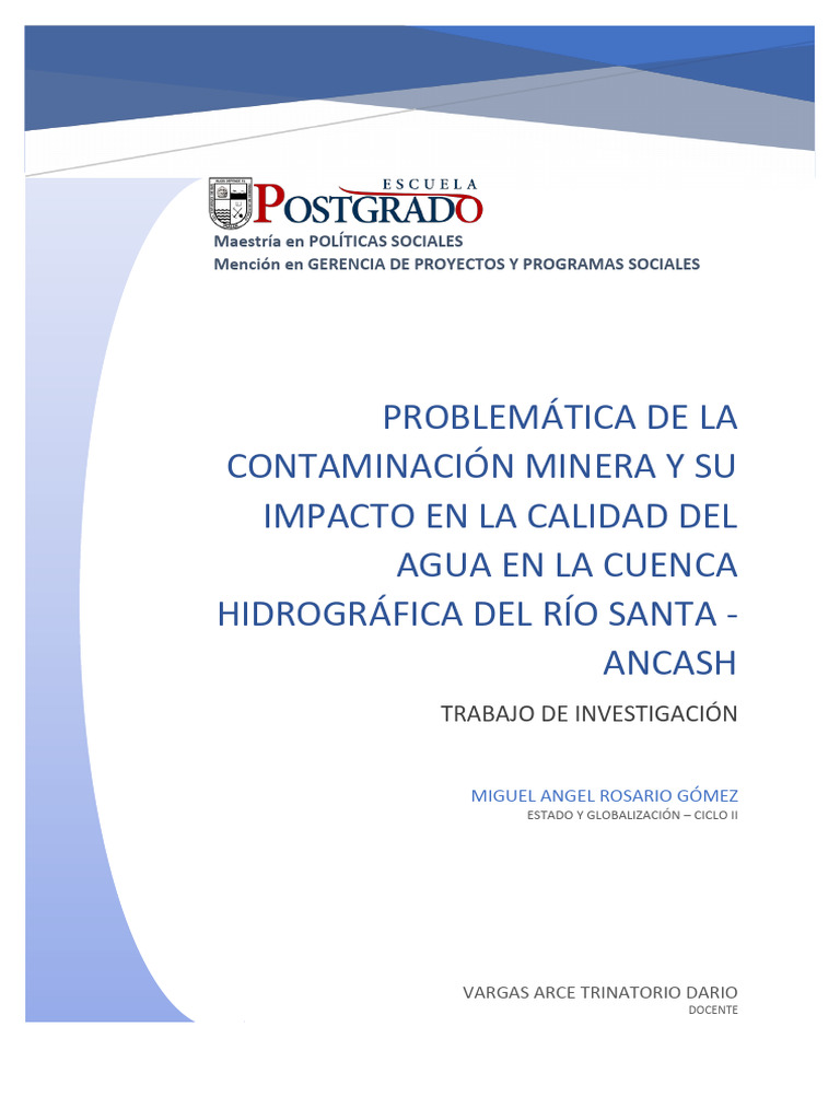 Impacto de la Contaminación Minera en el Agua | PDF | Agua | La ...