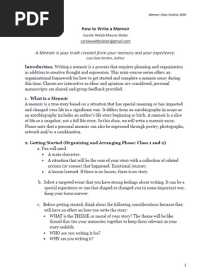 Memoir Class Outline 2