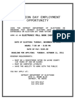 City of Detroit Election Day Employment Opportunity