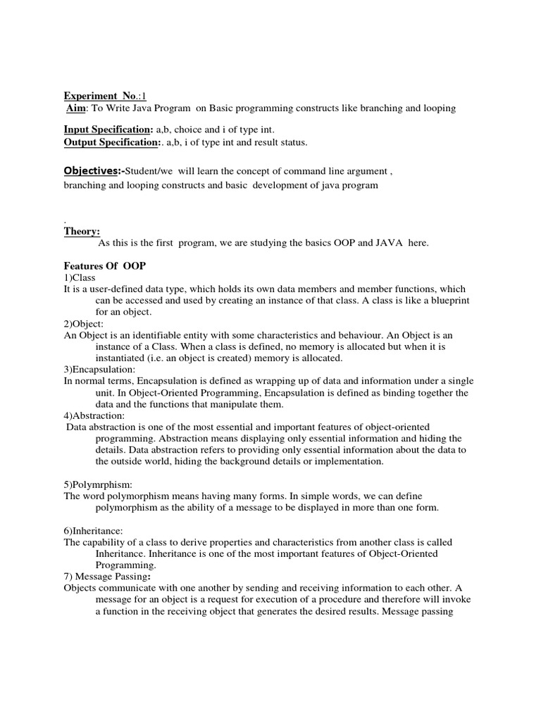 Skill Programming EXPT 1 | PDF | Method (Computer Programming) | Java ...