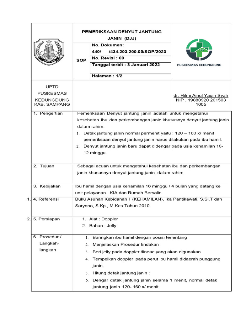 Sop denyut jantung janin pdf