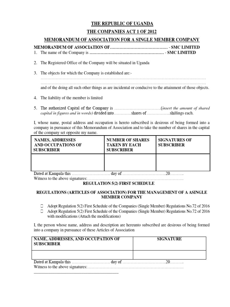 Single member company smc lean memarts pdf