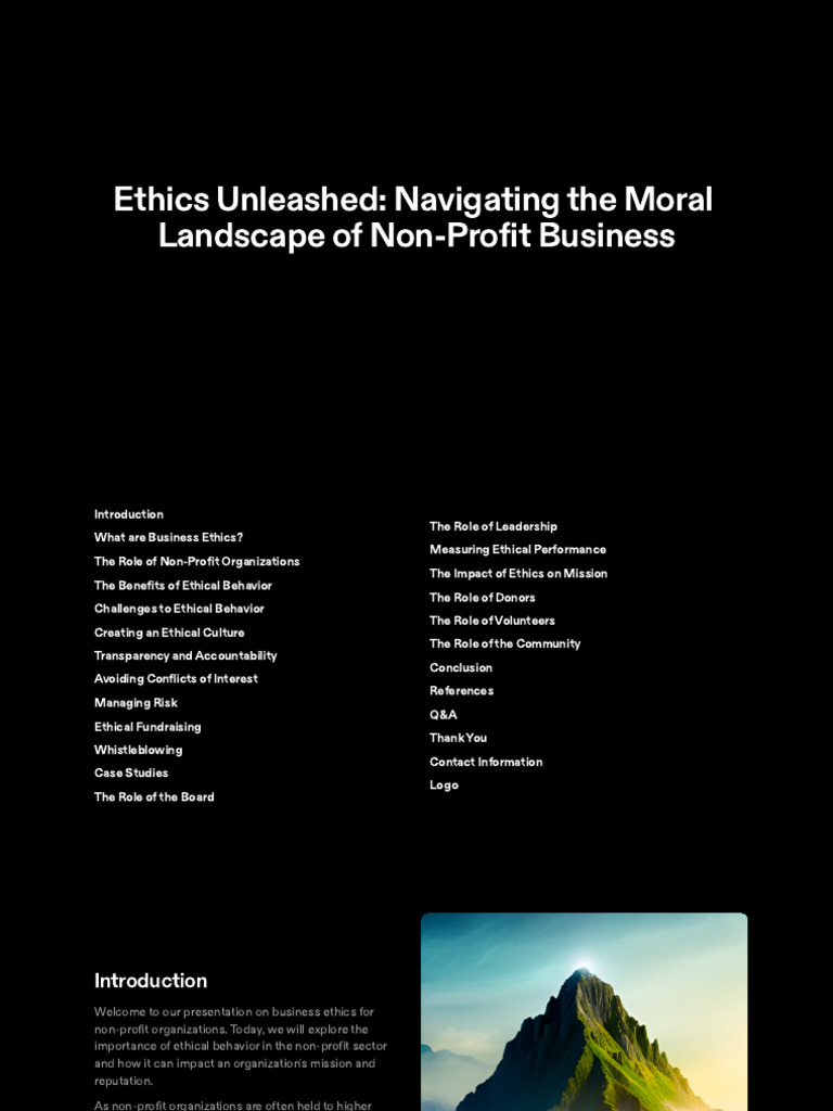 Ethics Unleashed Navigating The Moral Landscape of Non Profit Business 