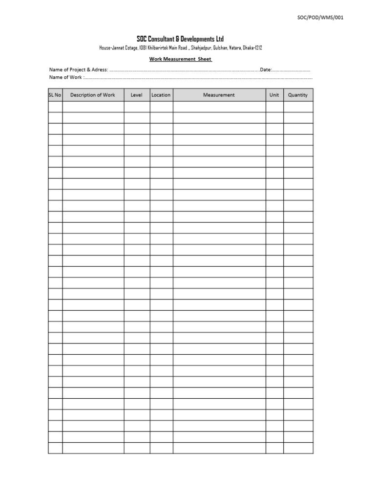 Meserement Sheet | PDF