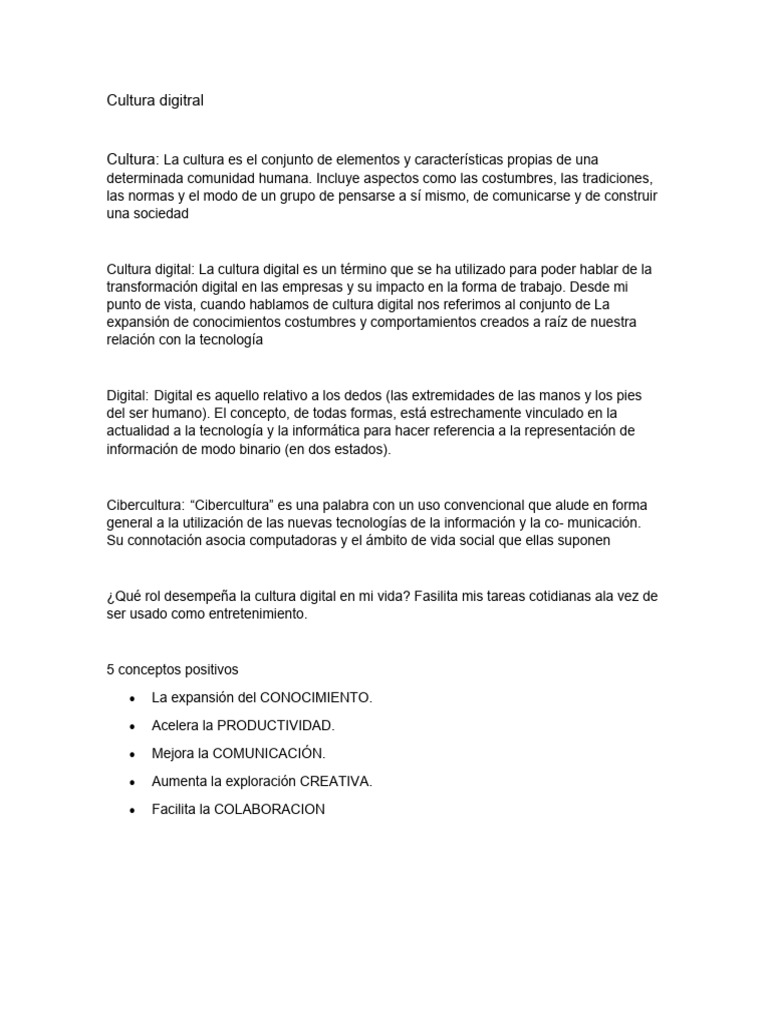 Impacto de la Cultura Digital en la Sociedad | PDF | Ciencias sociales