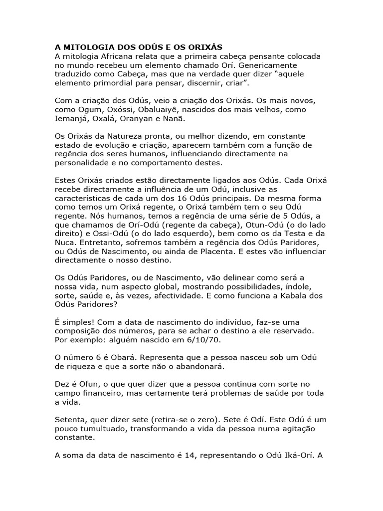 A Mitologia Dos Odus e Os Orixas PDF