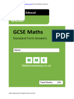 GCSE Maths Worksheet Standard Form Answers