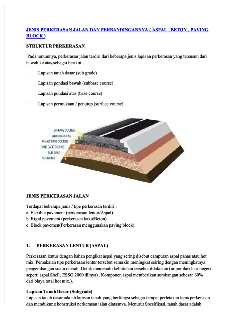 PDF Jenis Perkerasan Jalan Dan Perbandingannya Compress | PDF