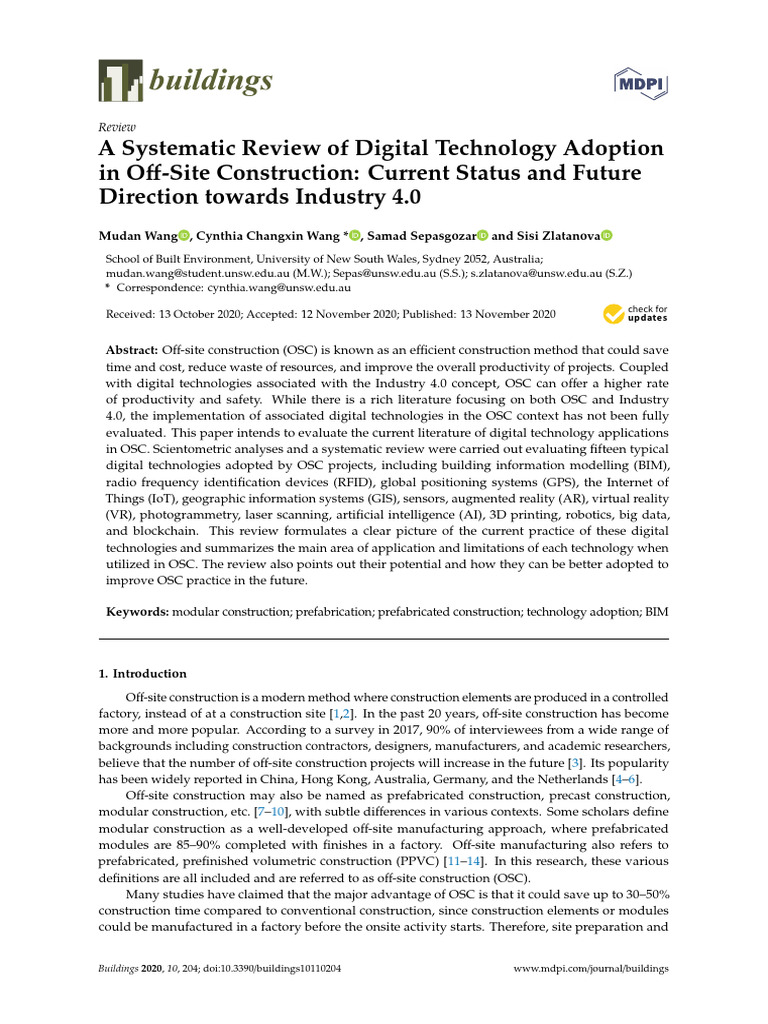 Digital Tech in Off-Site Construction | PDF | Building Information ...